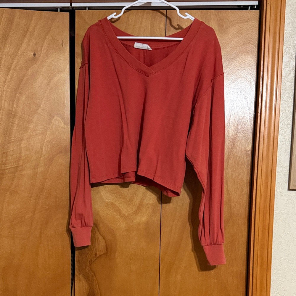 Double Zero Red V-Neck Crop Top